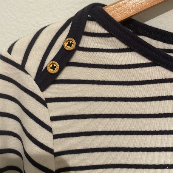 Lilly Pulitzer Top White & Navy Striped 3/4 Sleeves Size L - Picture 4 of 12